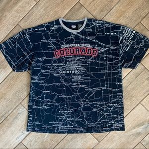 Colorado all over map print shirt 100% cotton GUC
